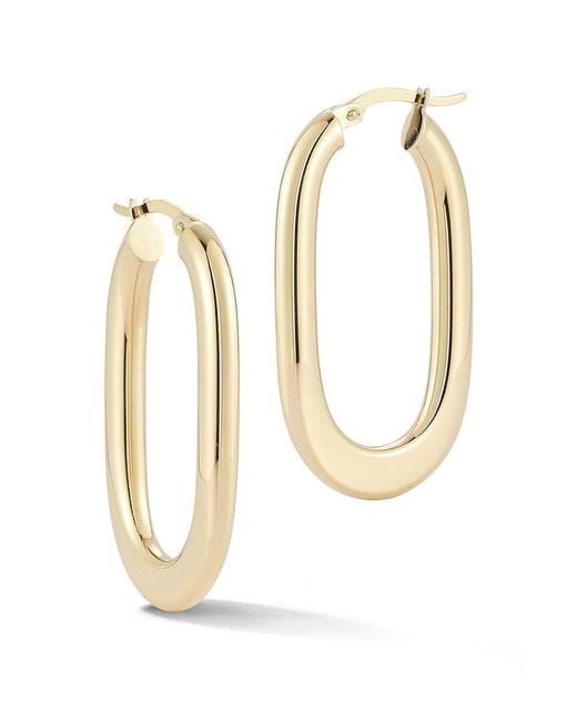 Ember Fine Jewelry White 14K Bold Square Oval Hoop Earrings