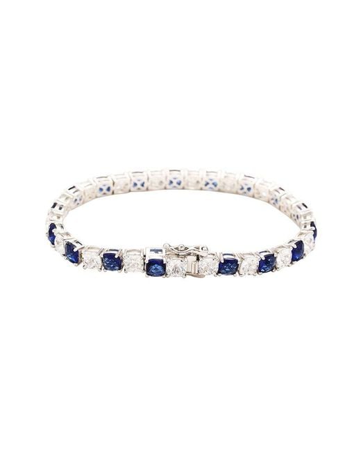 Suzy Levian White Silver 0.02 Ct. Tw. Diamond & Gemstone Bracelet