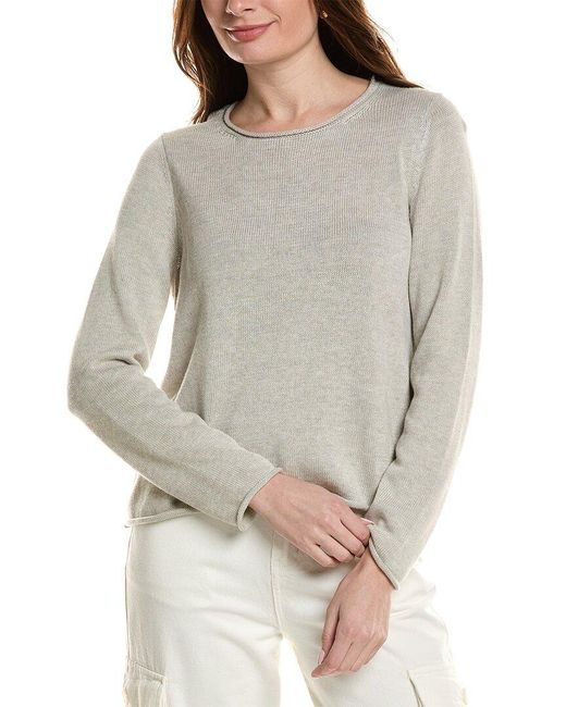 Eileen Fisher Gray Jewel Neck Sweater