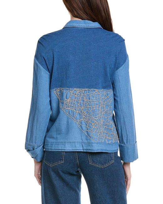 XCVI Blue Embroidered Helm Jacket