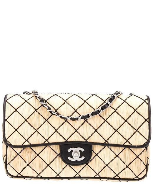 Chanel Limited Edition Quilted Straw By Karl Lagerfeld Single Flap Bag Authentic Pre Owned in Metallic Lyst UK
