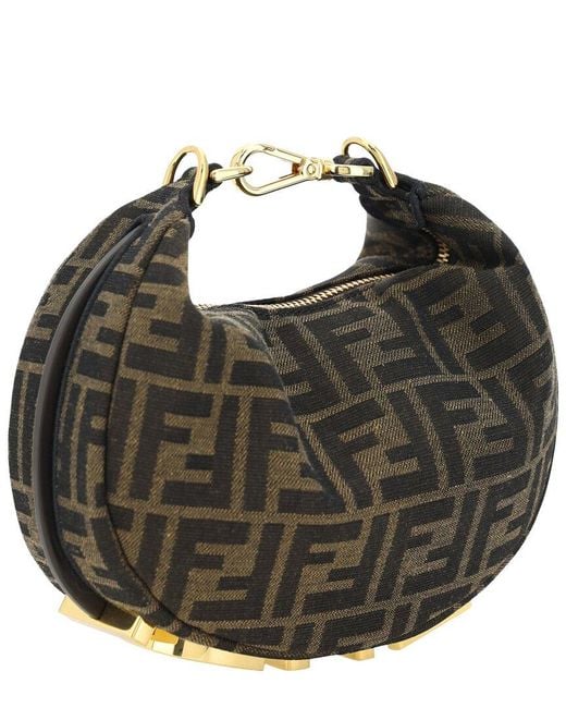 Fendi Black Ff Jacquard Hobo Bag