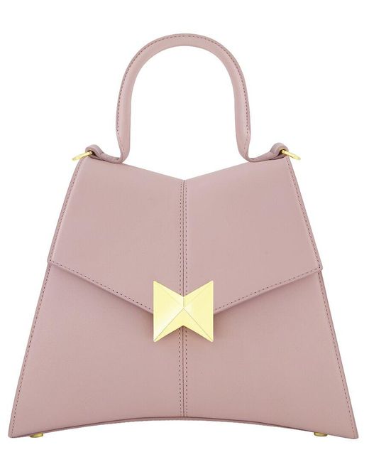 Mac Duggal Pink Medium Angular Leather Handbag