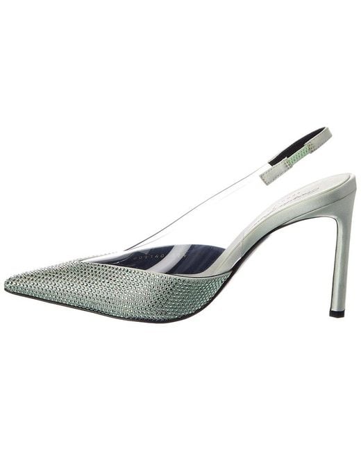 Sergio Rossi Gray Evangelie 95 Satin & Vinyl Slingback Pump