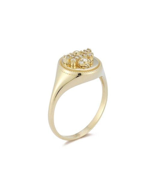 Ember Fine Jewelry Metallic 14k 0.08 Ct. Tw. Diamond Bee Signet Ring