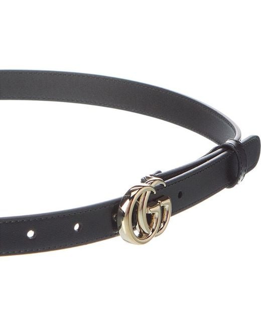 Gucci Blue Double G Thin Leather Belt