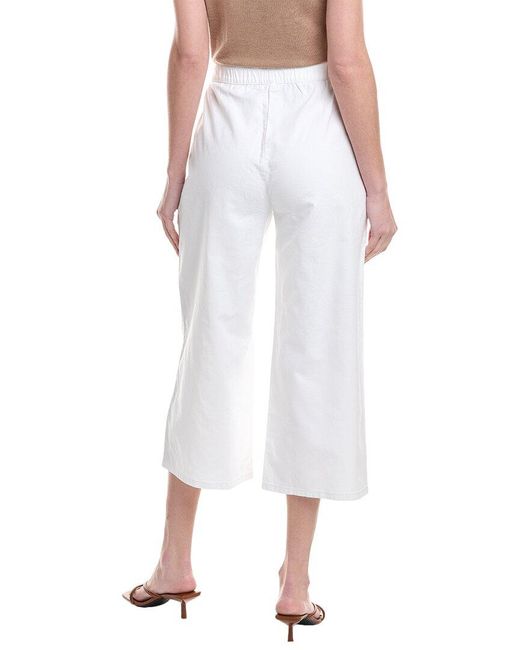 Eileen Fisher White Petite Wide Cropped Trouser