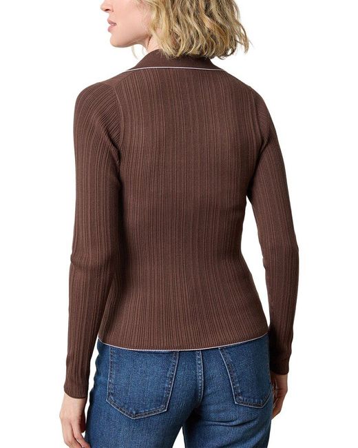 Lilla P Brown Slim Fit Long Sleeve Rib Henley Sweater