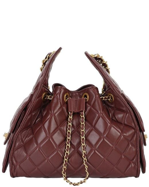 Tiffany & Fred Paris Purple Quilted Leather Shoulder Bag