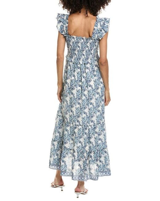 Max Studio Blue Flutter Sleeve Maxi Dress