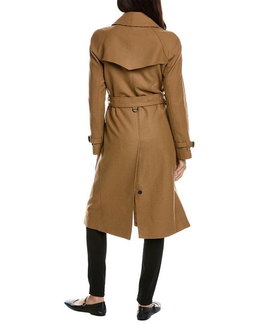 Burberry Herringbone Wool blend Trench Coat in Natural Lyst