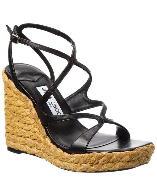 Jimmy Choo Metallic Ayla 110 Leather Wedge Sandal