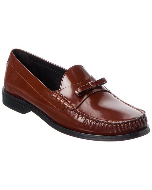 Stuart Weitzman Brown Lottie Bow Leather Loafer