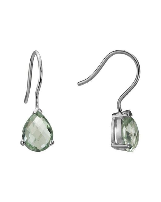 Gemstones Metallic Silver 4.10 Ct. Tw. Prasiolite Earrings