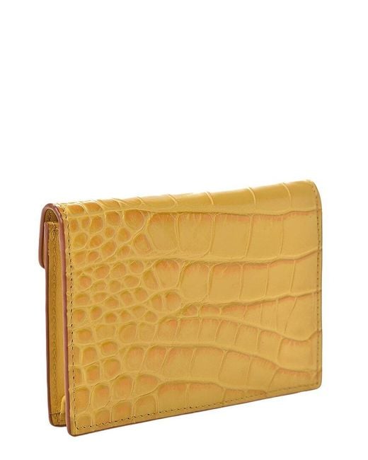 MCM Metallic Croc-Embossed Leather Wallet