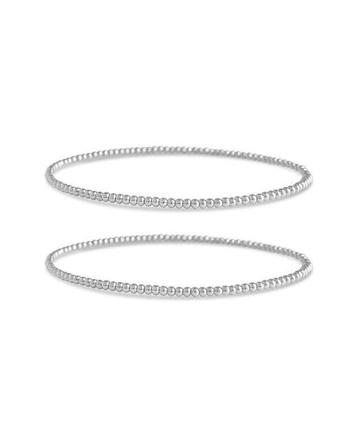 Sterling Forever White Beaded Stretch Bracelet Set