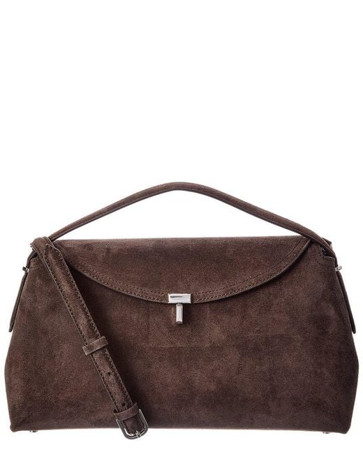 Totême Brown T-Lock Suede Satchel
