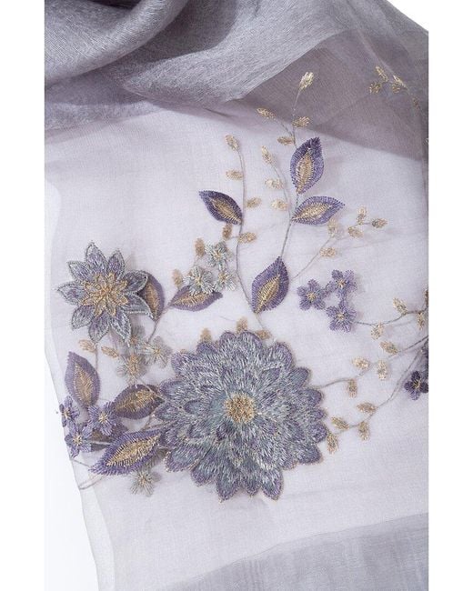 Saachi Blue Floral Embroidered Scarf