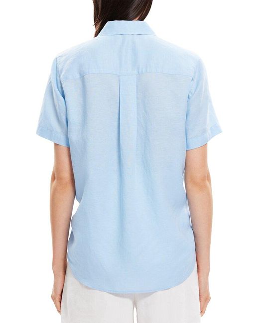 Theory Blue Hekanina Linen-blend Shirt