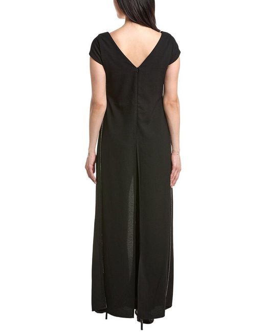 Joseph Ribkoff Black Cap-Sleeve Rhinestones Jumpsuit