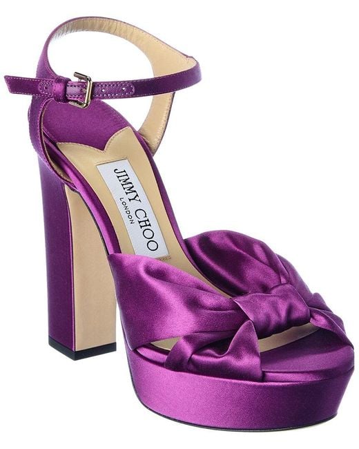 Jimmy Choo Heloise 120 Satin Platform Sandal in Purple - Lyst