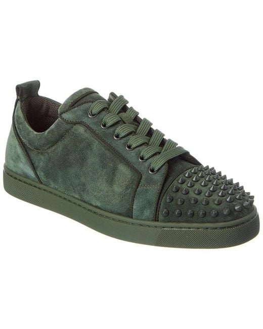 正規店買付【ルブタン】 Louis Junior dark green in suede CHRISTIAN LOUBOUTIN Louis Junior Grosgrain-Trimmed Suede