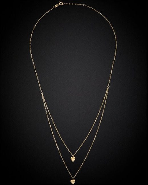 Italian Gold Black 14k Heart Layered Necklace
