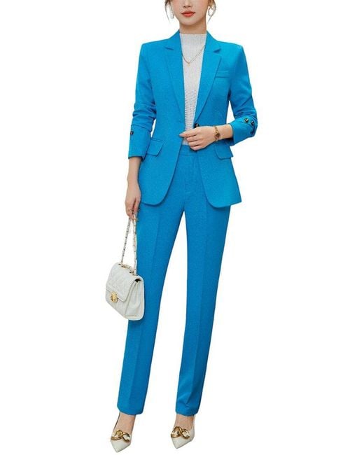 Bossy Chic Blue 2Pc Blazer & Pant Set