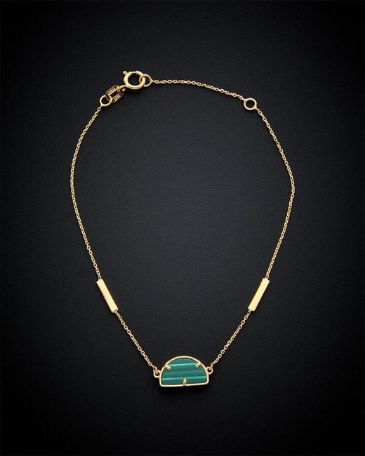Italian Gold Black 14k Malachite Adjustable Bracelet