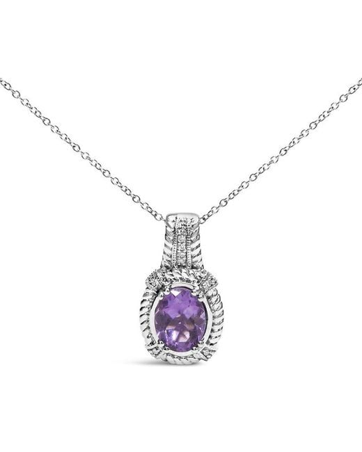 Haus of Brilliance Metallic 1.75 Ct. Tw. Diamond & Amethyst Pendant Necklace