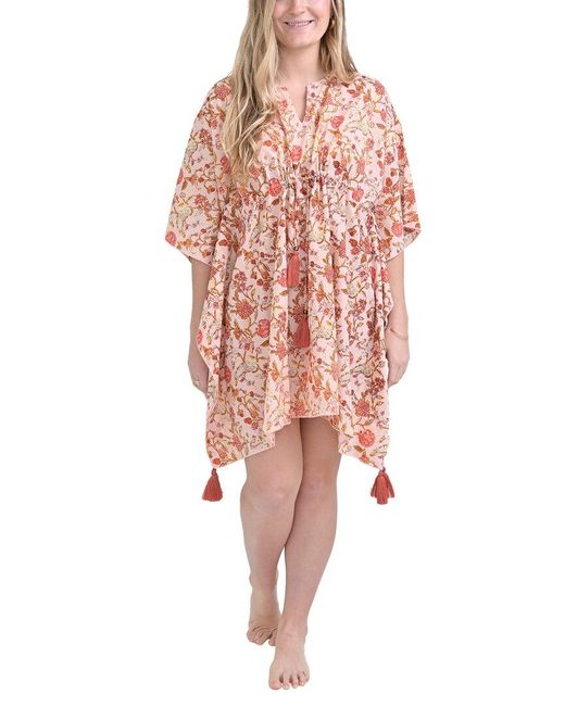 Pomegranate Pink Short Caftan Cover-up