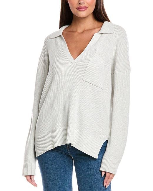 Splendid White Kristen Wool & Silk-Blend Polo Sweater