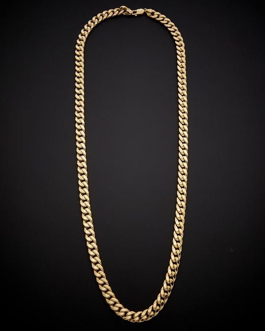 Italian Gold Black 14k Cuban Link 30in Necklace