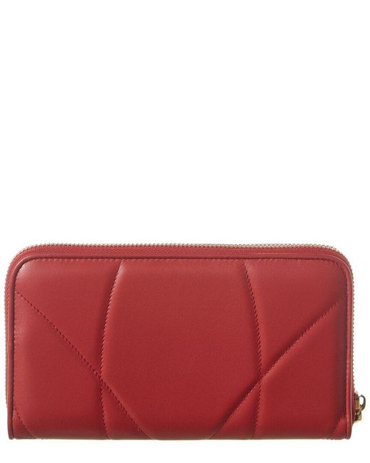 Dolce & Gabbana Devotion Quilted Leather Zip Around Wallet in Red | Lyst
