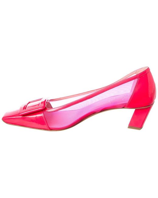Roger Vivier Pink Mesh & Leather Pump