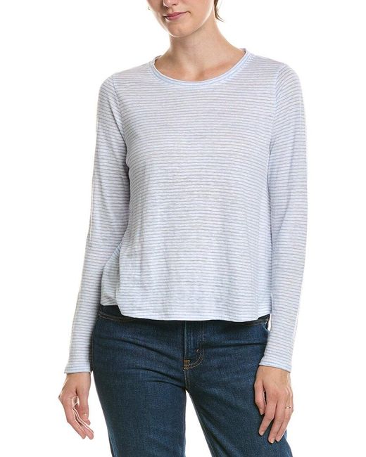 Eileen Fisher Blue Petite Linen Top