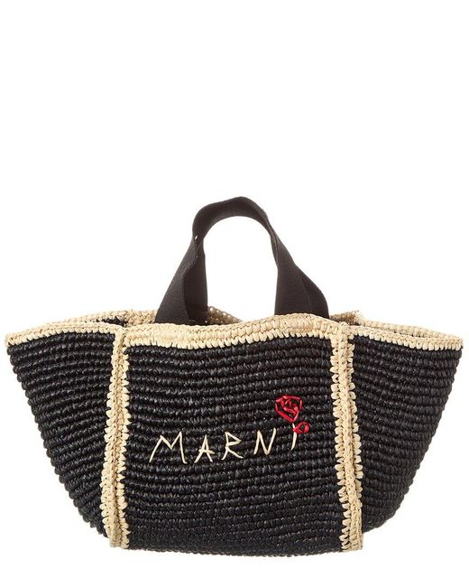 Marni Black Macrame Sillo Small Shopper Tote