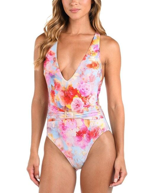 L'Agence Red Lisa Soft Cloud Plunge One-Piece