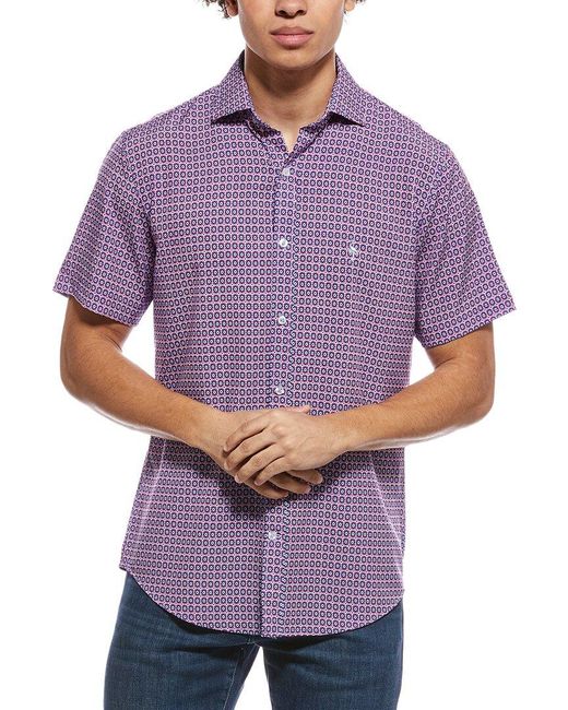 Tailorbyrd Purple Moroccan Tile Printed Performance Shirt for men
