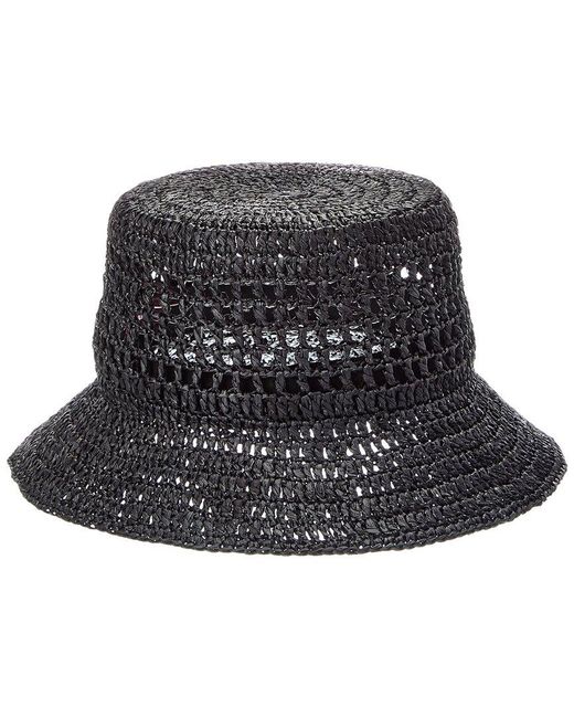 Bruno Magli Black Crochet Short Brim Bucket Hat