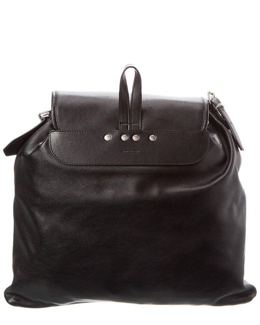 Saint Laurent Black Logo Leather Backpack