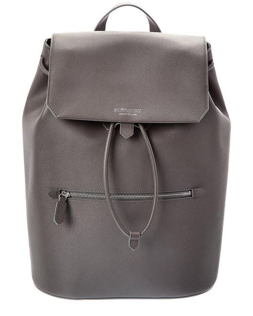 Burberry Gray Leather Backpack for men
