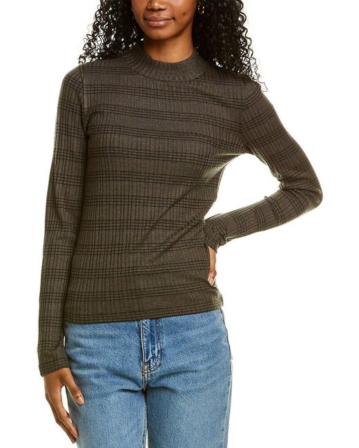 Vince Variegated Rib Striped Mock Neck 