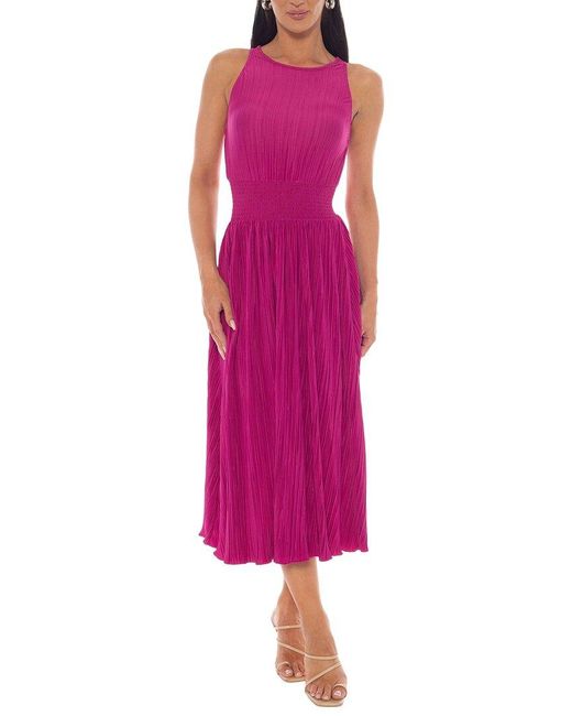 Marina Pink Smocked Waist Midi Dress