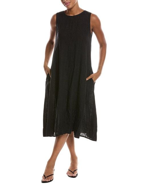 Persaman New York Black Linen Midi Dress
