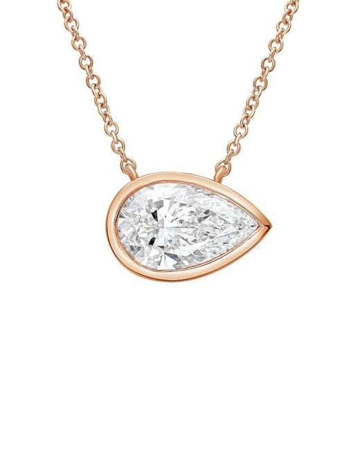 Diana M Metallic Diana M. 14K Rose 4.00 Ct. Tw. Lab-Grown Diamond Solitaire Bezel Pendant