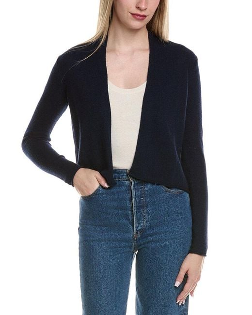 Sofiacashmere Blue Cropped Wool & Cashmere-Blend Cardigan