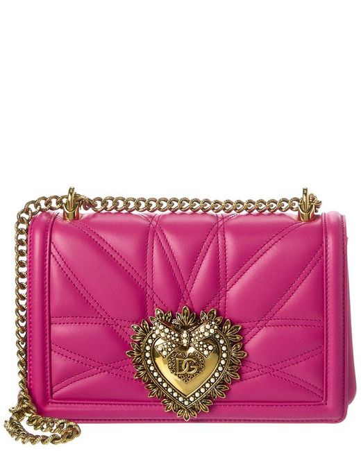 Dolce & Gabbana Devotion Leather Shoulder Bag in Pink (Purple) Lyst
