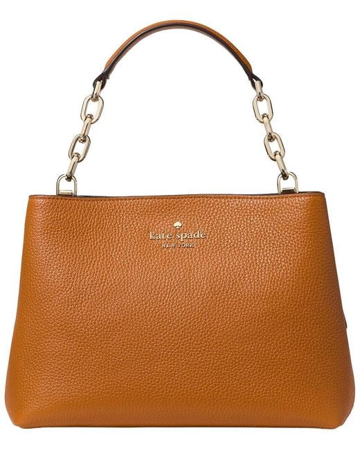 Kate Spade Brown Aubrey Pebbled Leather Chain Top Handle Satchel