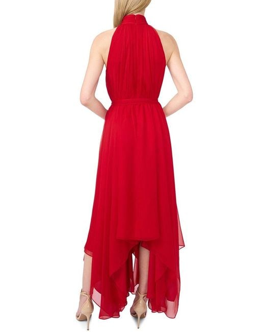 Ted Baker Red Halter Neck Handkerchief Hem Midi Dress